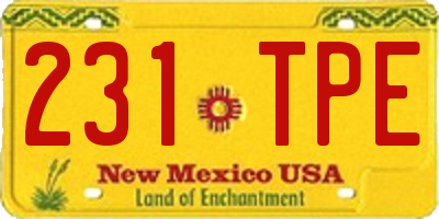NM license plate 231TPE