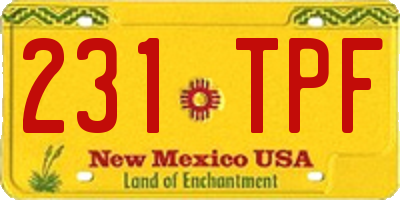 NM license plate 231TPF