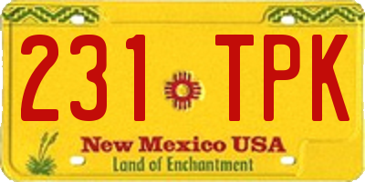 NM license plate 231TPK