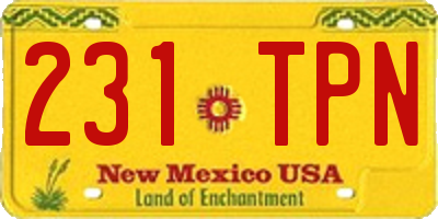 NM license plate 231TPN