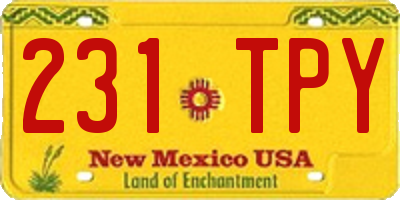 NM license plate 231TPY