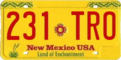 NM license plate 231TRO