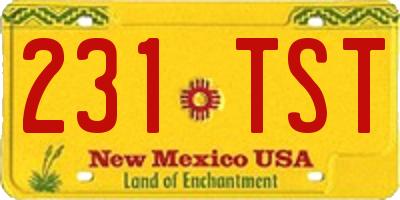 NM license plate 231TST