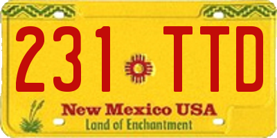 NM license plate 231TTD