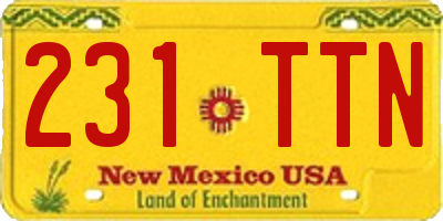 NM license plate 231TTN