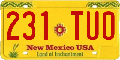 NM license plate 231TUO