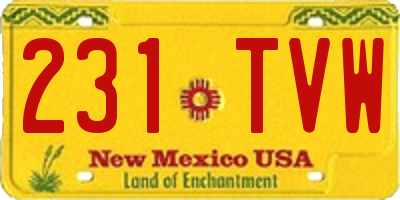 NM license plate 231TVW