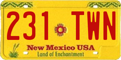 NM license plate 231TWN