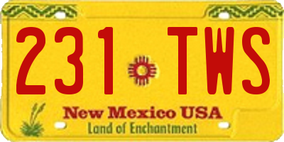 NM license plate 231TWS