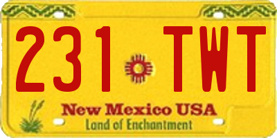 NM license plate 231TWT