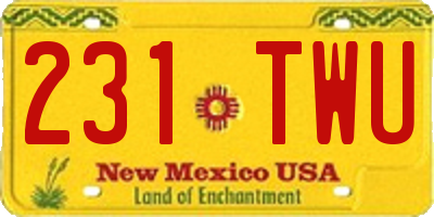 NM license plate 231TWU