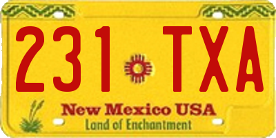 NM license plate 231TXA