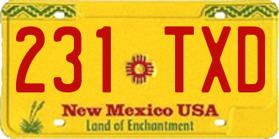 NM license plate 231TXD
