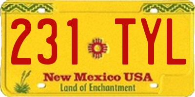 NM license plate 231TYL
