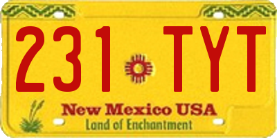 NM license plate 231TYT