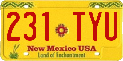 NM license plate 231TYU