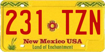 NM license plate 231TZN