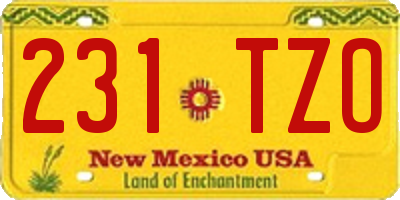 NM license plate 231TZO