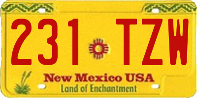 NM license plate 231TZW