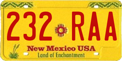 NM license plate 232RAA