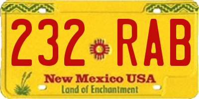 NM license plate 232RAB