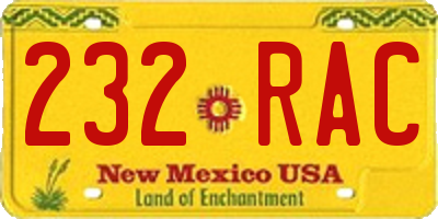 NM license plate 232RAC