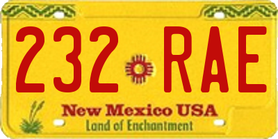 NM license plate 232RAE