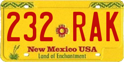 NM license plate 232RAK