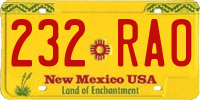 NM license plate 232RAO