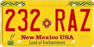 NM license plate 232RAZ