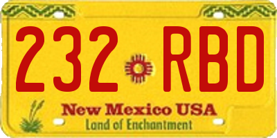 NM license plate 232RBD