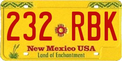 NM license plate 232RBK