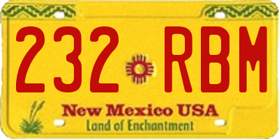 NM license plate 232RBM