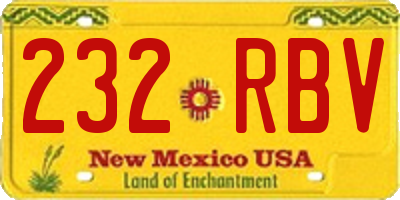 NM license plate 232RBV