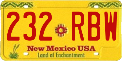NM license plate 232RBW