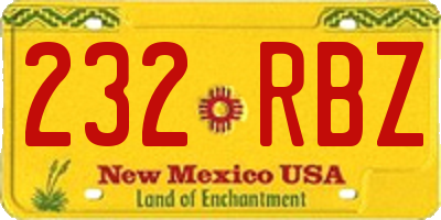 NM license plate 232RBZ