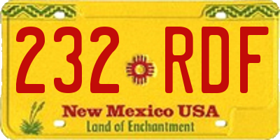 NM license plate 232RDF