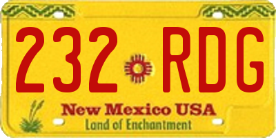 NM license plate 232RDG
