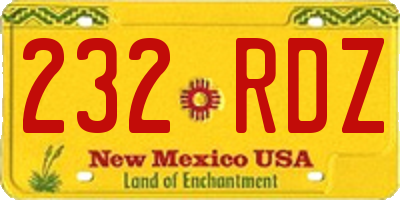 NM license plate 232RDZ