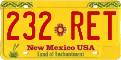 NM license plate 232RET
