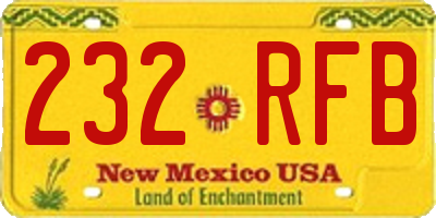 NM license plate 232RFB