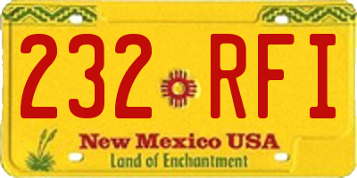 NM license plate 232RFI
