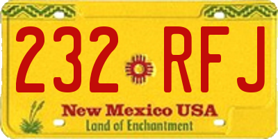 NM license plate 232RFJ