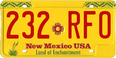NM license plate 232RFO