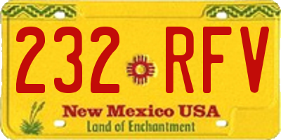 NM license plate 232RFV