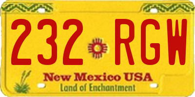 NM license plate 232RGW