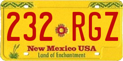 NM license plate 232RGZ