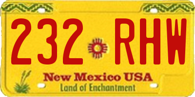 NM license plate 232RHW