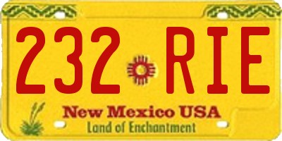 NM license plate 232RIE