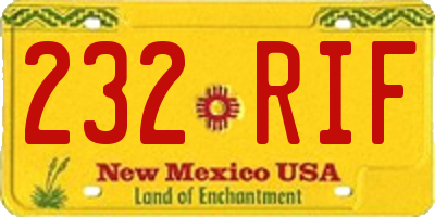 NM license plate 232RIF